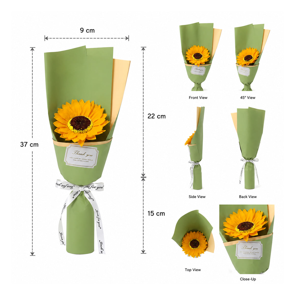 Roselle & Co Artificial Sunflower Bouquet – Premium Decorative Flower Bouquet for Home Décor, Birthday, Anniversary & Gift