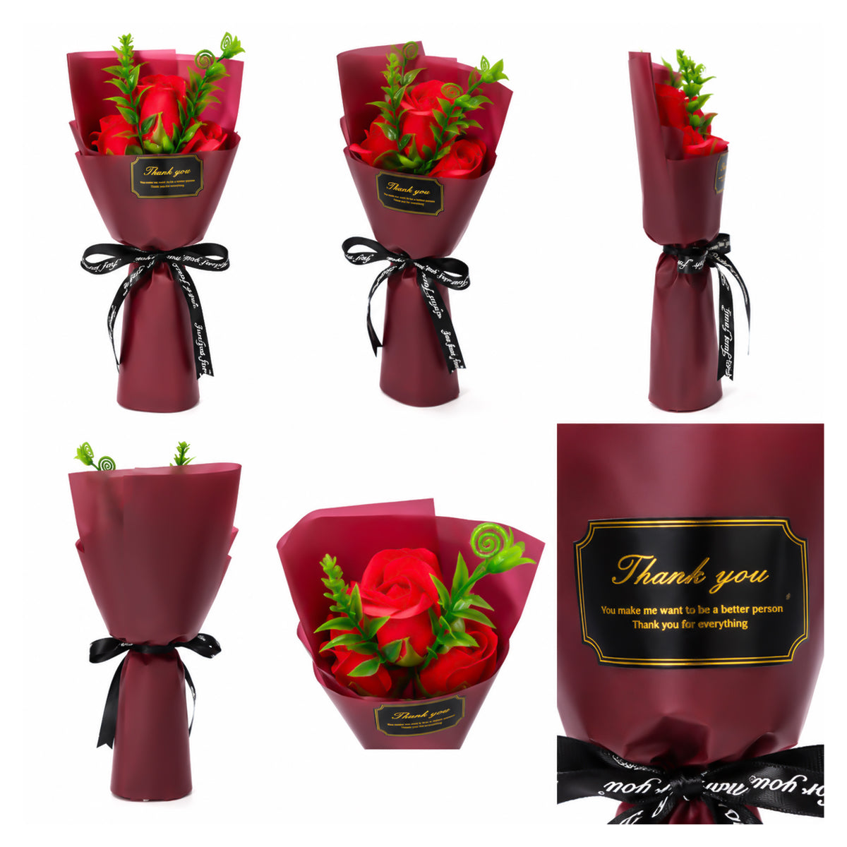 Roselle & Co Artificial Red Rose Bouquet – Premium Decorative Flower Bouquet for Anniversary, Valentine's Day, Birthday & Home Décor