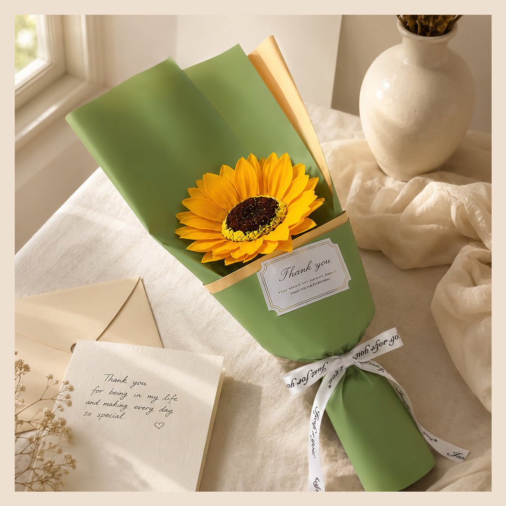 Roselle & Co Artificial Sunflower Bouquet – Premium Decorative Flower Bouquet for Home Décor, Birthday, Anniversary & Gift