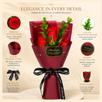 Roselle & Co Artificial Red Rose Bouquet – Premium Decorative Flower Bouquet for Anniversary, Valentine's Day, Birthday & Home Décor