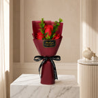 Roselle & Co Artificial Red Rose Bouquet – Premium Decorative Flower Bouquet for Anniversary, Valentine's Day, Birthday & Home Décor