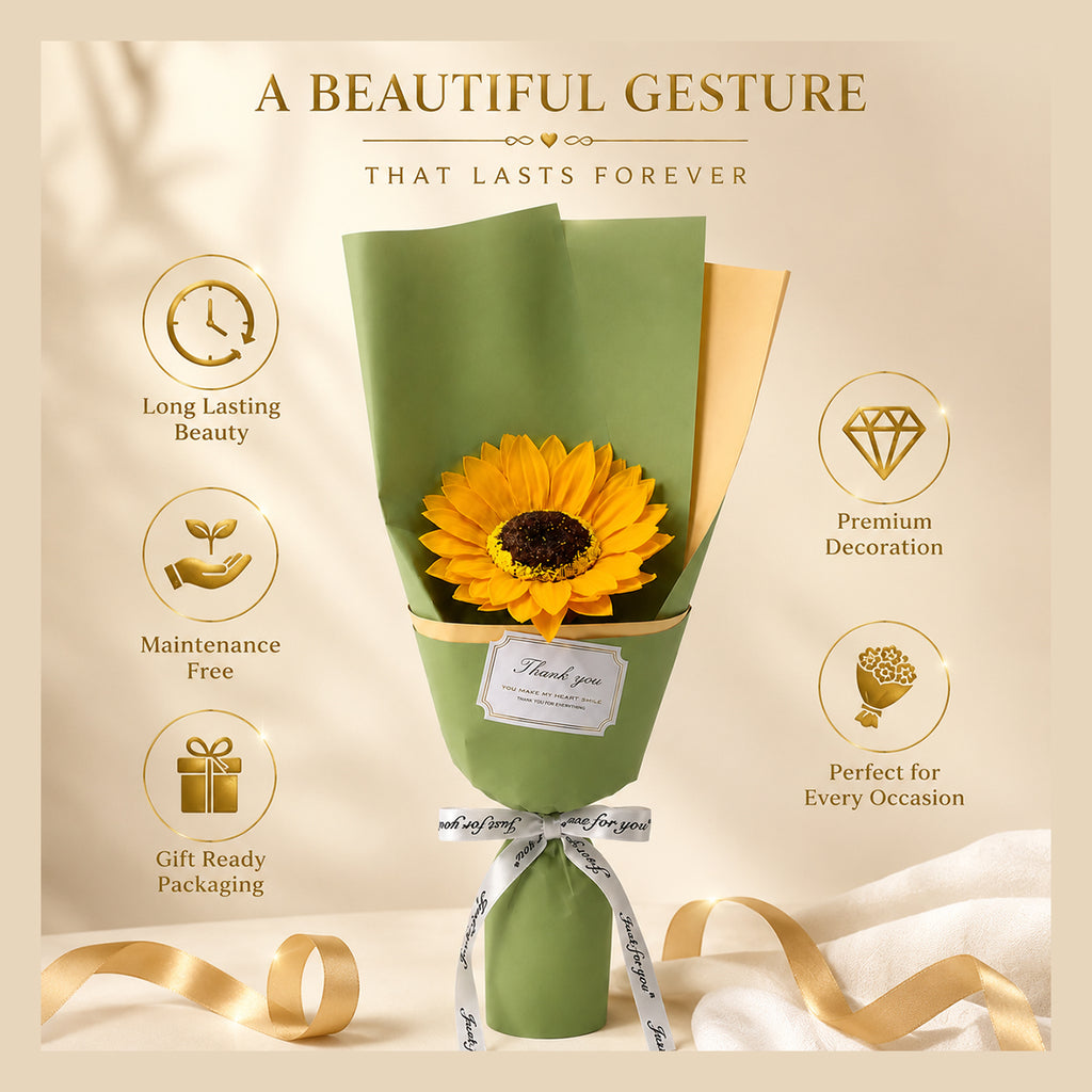 Roselle & Co Artificial Sunflower Bouquet – Premium Decorative Flower Bouquet for Home Décor, Birthday, Anniversary & Gift