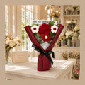 Roselle & Co Handmade Crochet Rose Bouquet with Daisy Flowers – Premium Knitted Artificial Flower Gift for Valentine, Anniversary & Birthday